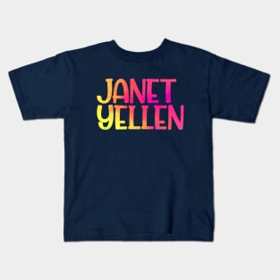 Janet Yellen colorful watercolor Kids T-Shirt